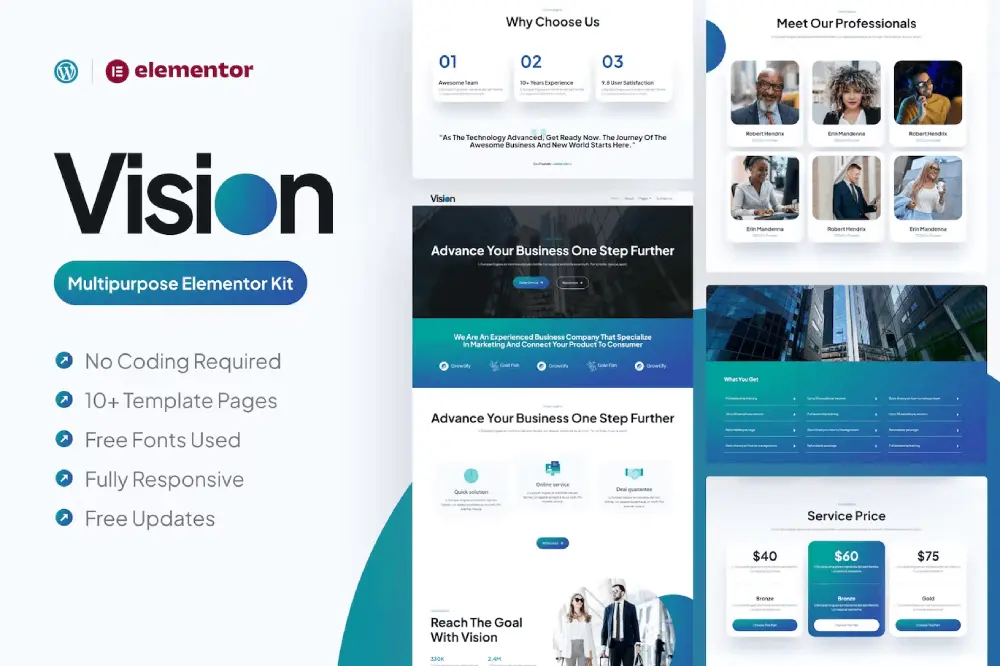 visioncover vision: multipurpose elementor template kit for service-based websites - image 1