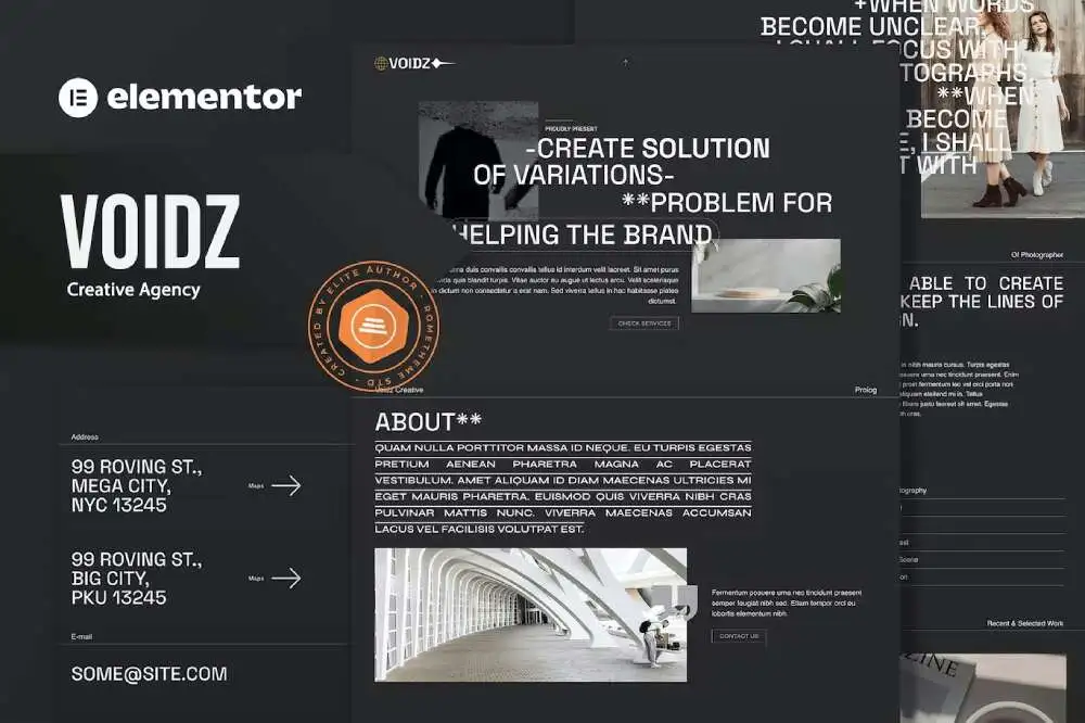 voidz-cover voidz: elementor template kit for creative agencies - image 1