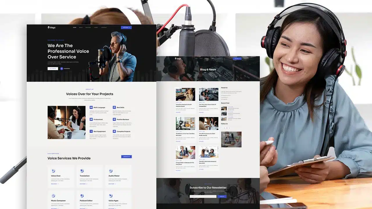 voyz voyz: elementor template kit for voice over services - image 1