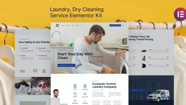 Wash & Rinse – Laundry & Dry Cleaning Service Elementor Template Kit