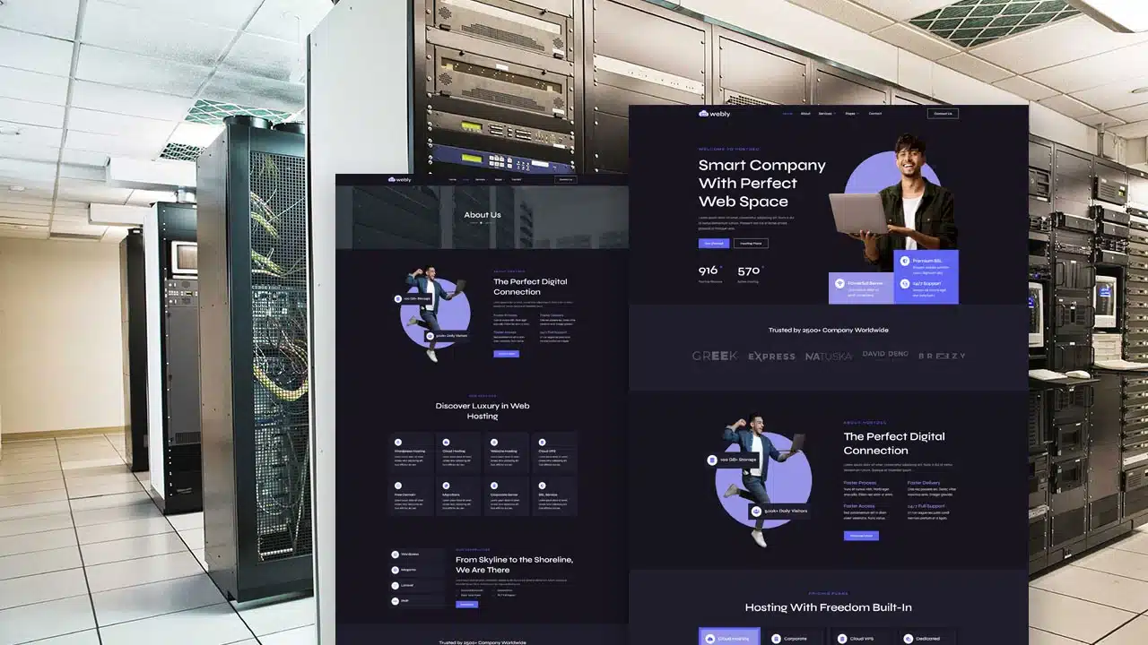 webly webly: elementor template kit for web hosting services - image 1
