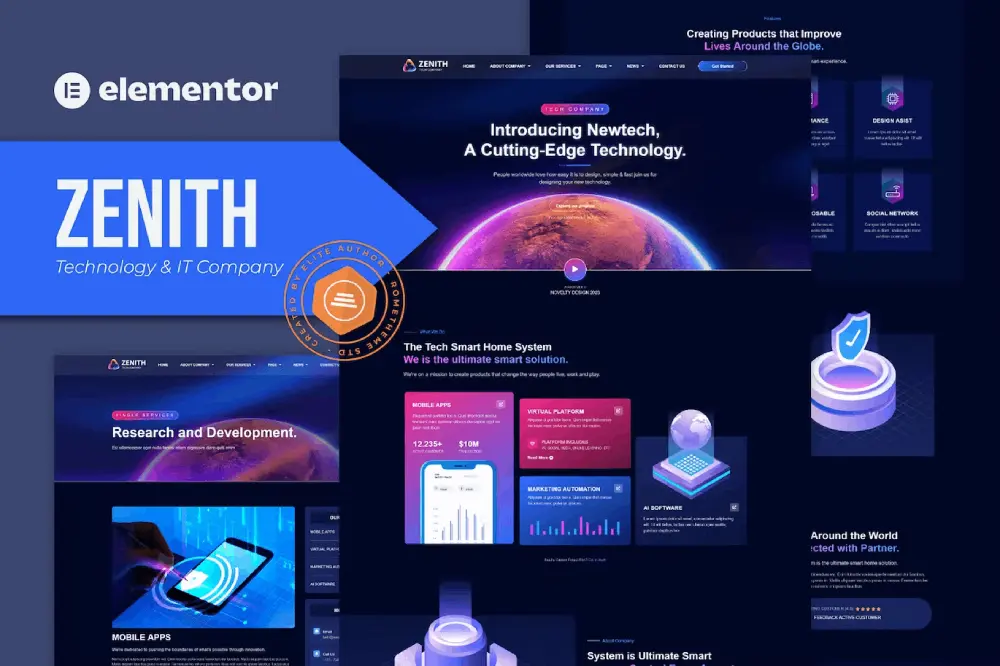 zenithcover zenith: elementor template kit for technology & it companies - image 1