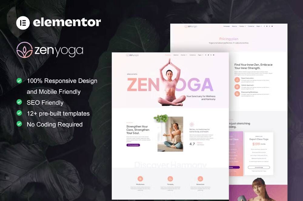 zenyogacover zenyoga - yoga & meditation template kit for elementor - image 1