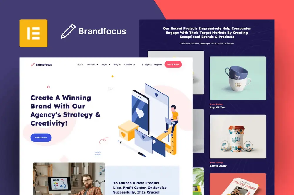 brandfocuscover brandfocus – elementor template kit for branding agency services - image 1