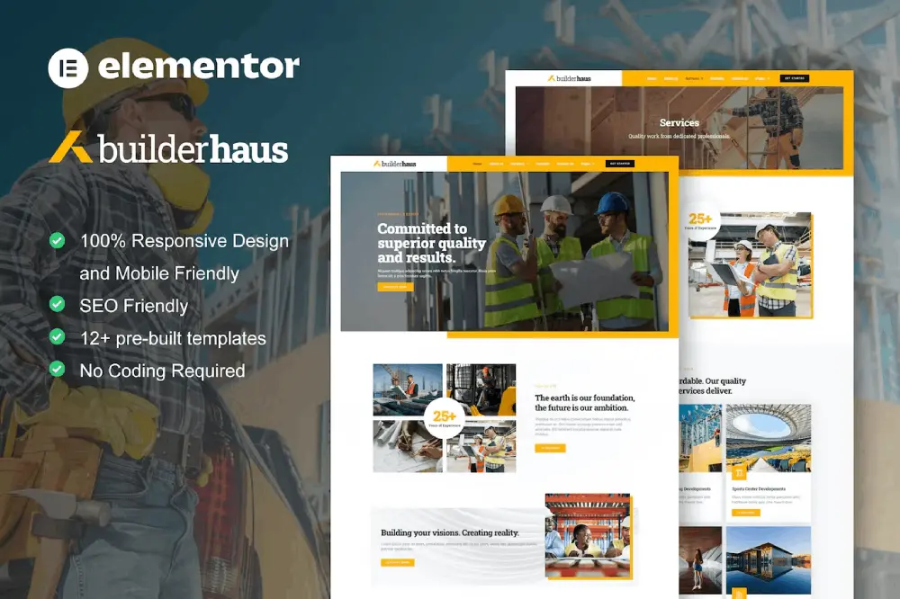 builderhaus builderhaus: elementor template kit for construction & building services - image 1