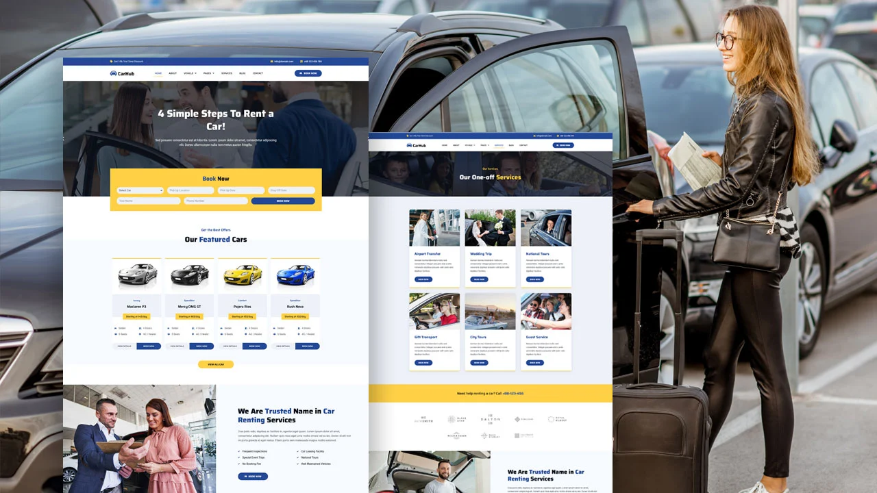 carhub carhub: elementor template kit for car rental services - image 1