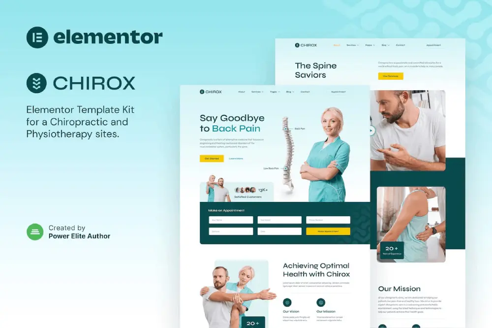 chirox-cover chirox – elementor template kit for chiropractic & physiotherapy - image 1