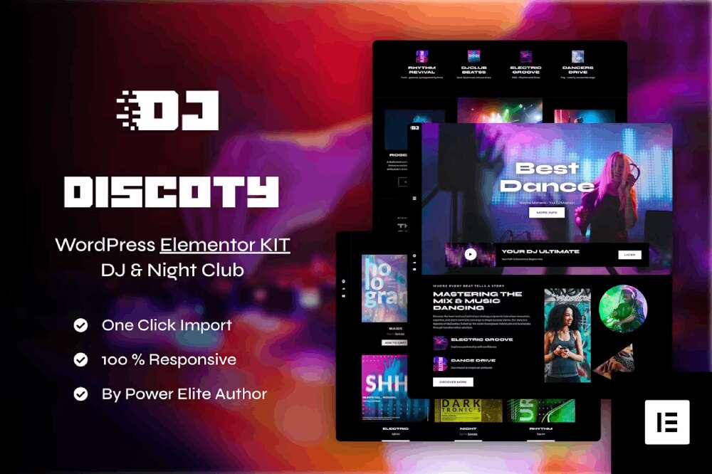discotycover discoty – elementor template kit for dj & night club - image 1