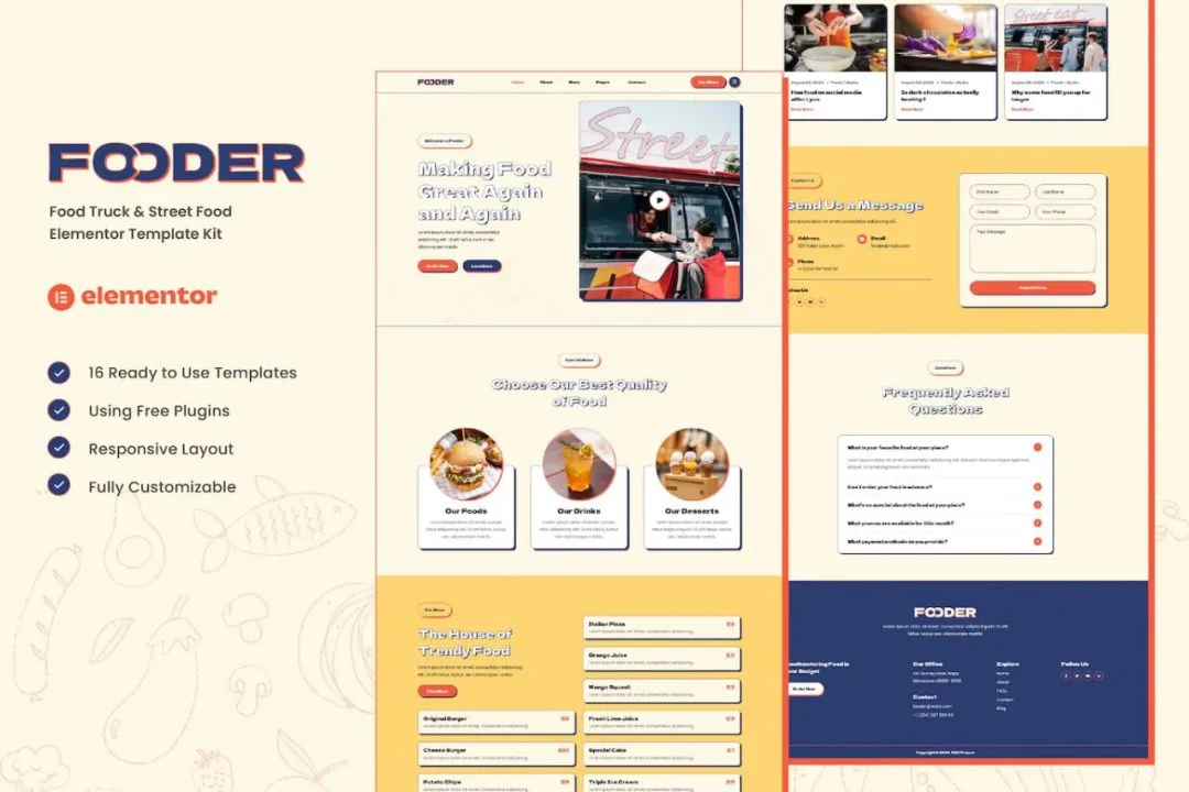 fooder - food truck & street food elementor template kit - image 1