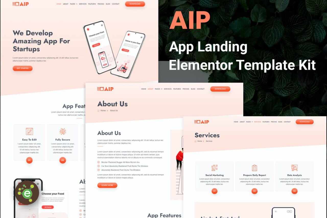 elementor-kit-sep-17 aip: elementor template kit for app landing pages - image 1