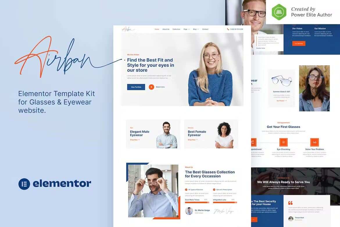 elementor-kit-sep-20 airban: elementor template kit for glasses & eyewear shops - image 1