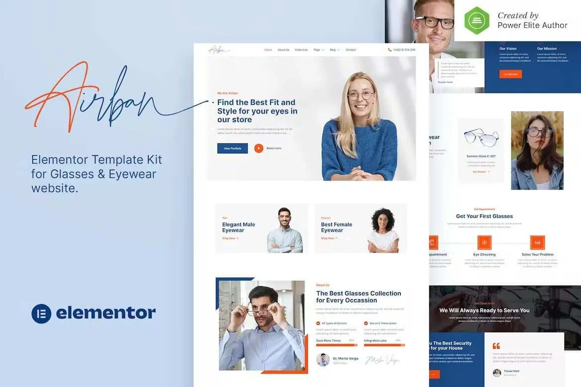 elementor-kit-sep-20 airban: elementor template kit for glasses & eyewear shops - image 1
