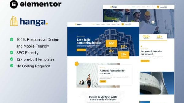 Hanga: Elementor Template Kit for Construction & Building Companies