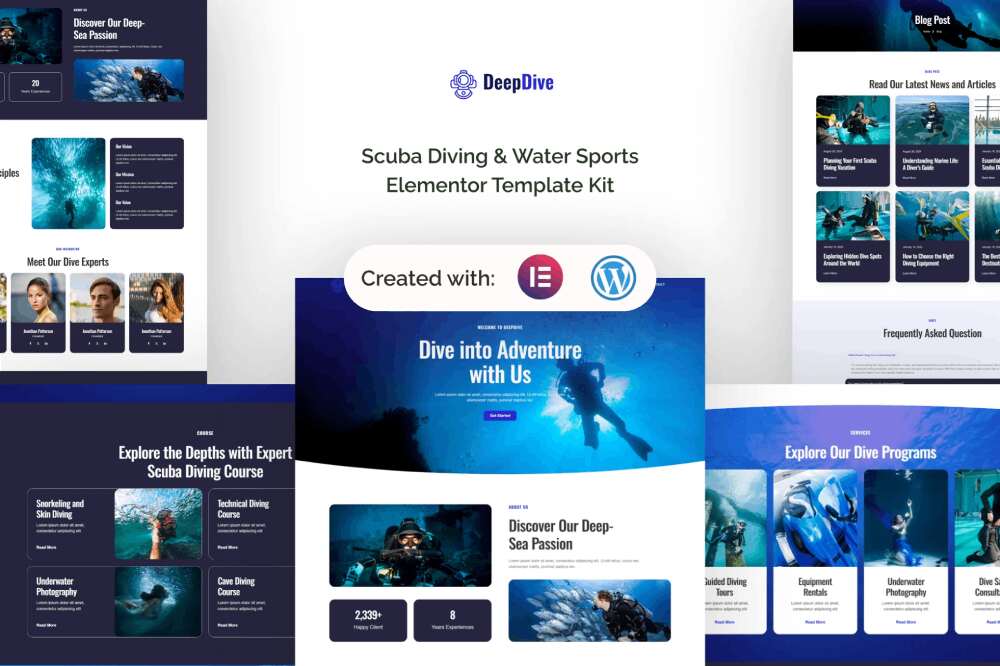 elementor-kit1-4 deepdive: scuba diving elementor template kit for water sports websites - image 1
