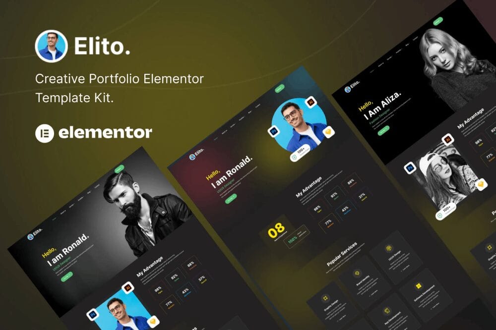 elementor-kit1-9 elito: elementor template kit for creative portfolio websites - image 1
