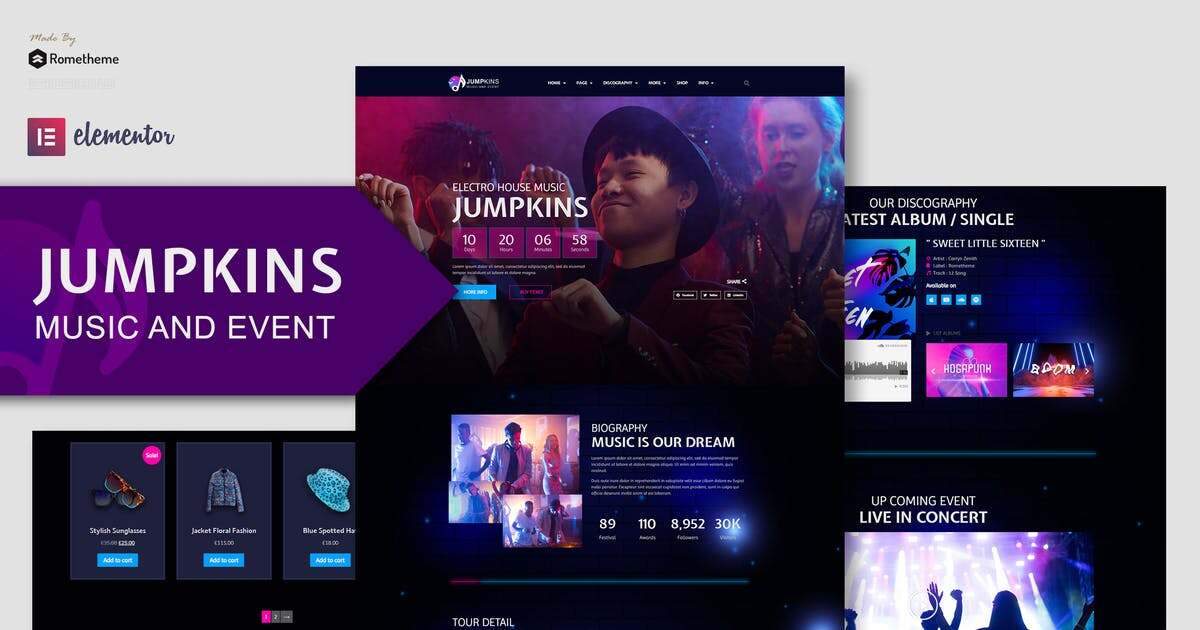 elementor-kits1-16 jumpkins: elementor template kit for music & event services - image 1