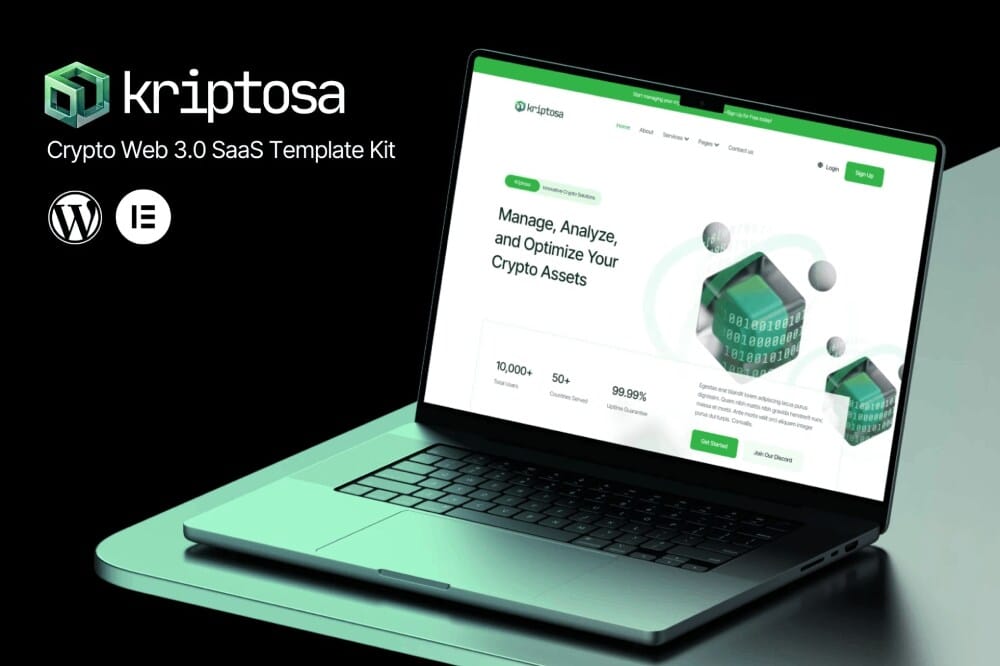 elementor-kitss1-3 kriptosa: elementor template kit for web3 saas solutions - image 1