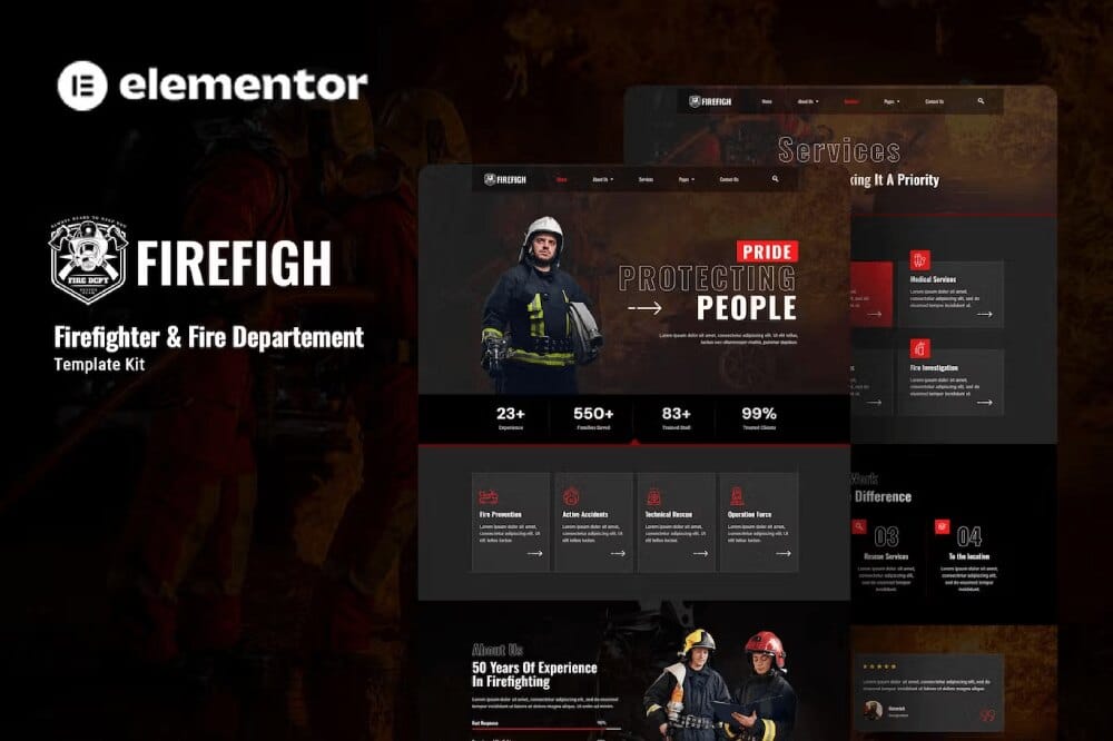 elementor-kitsss-3 firefigh: elementor template kit for firefighters & fire departments - image 1