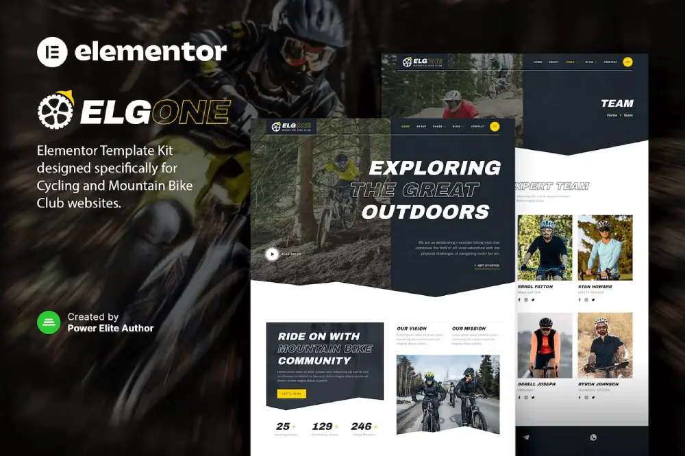 elgonecover elgone: elementor kit for cycling & mountain bike club websites - image 1