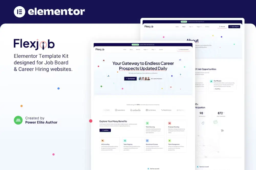 flexjob-cover flexjob – elementor template kit for job board & recruitment services - image 1