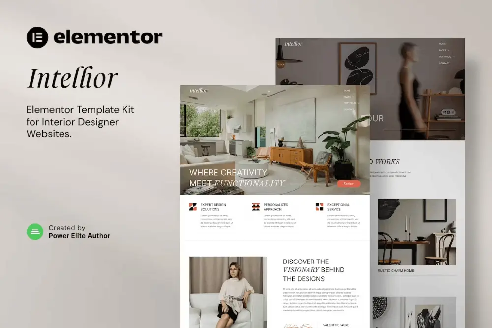 intelliorcover intellior – elementor template kit for interior designers & architects - image 1