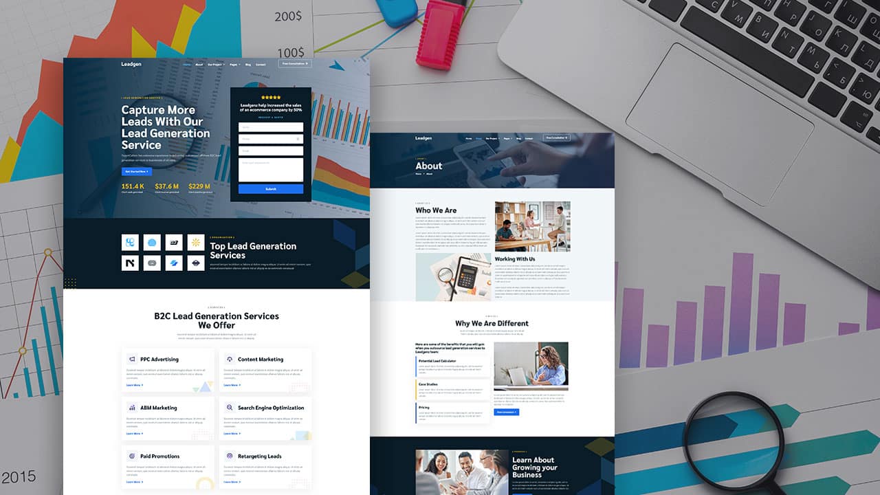 leadgen leadgen: elementor template kit for lead generation & sales services - image 1