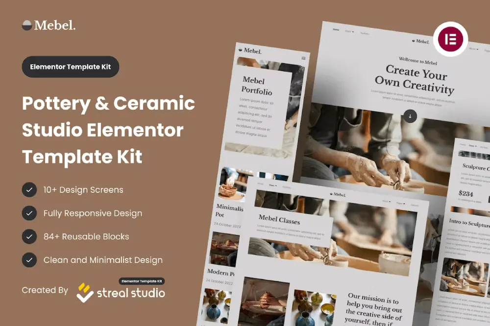mebel-cover mebel: elementor kit for pottery & ceramic studio websites - image 1
