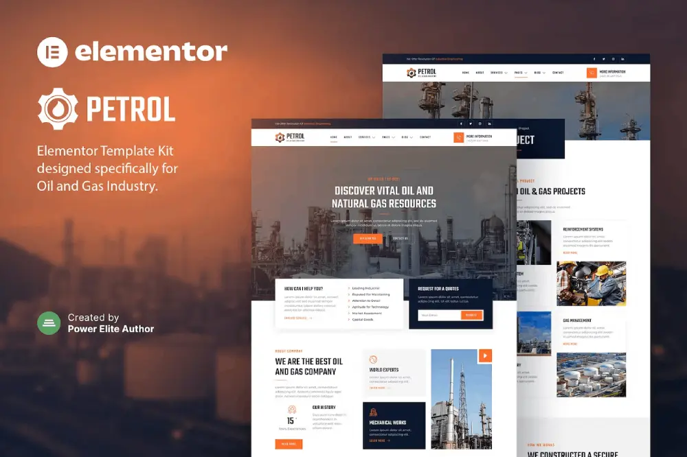 petrolcover petrol: elementor template kit for oil & gas industry websites - image 1