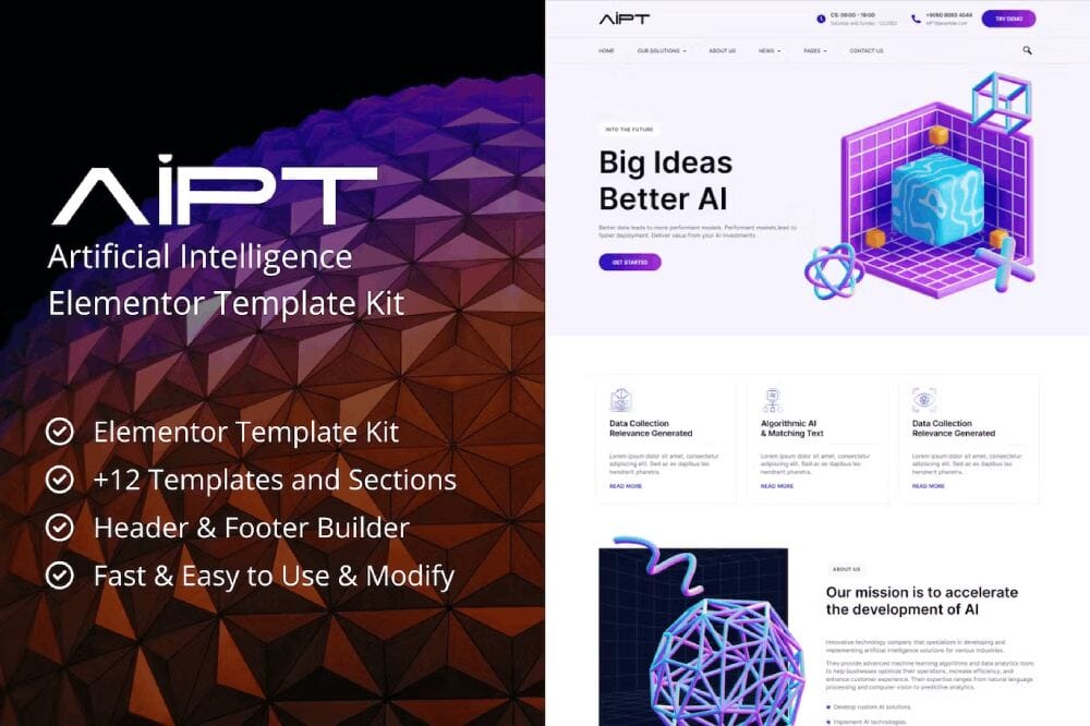 template-1 aipt: elementor template kit for artificial intelligence companies - image 1
