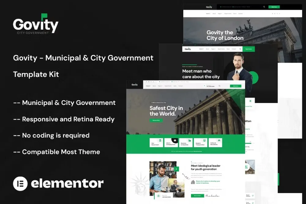 template-5 govity: elementor template kit for municipal & government websites - image 1
