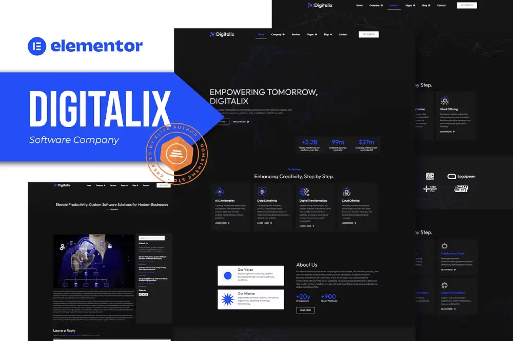 template-kit-3-1 digitalix – elementor pro template kit for software & saas companies - image 1