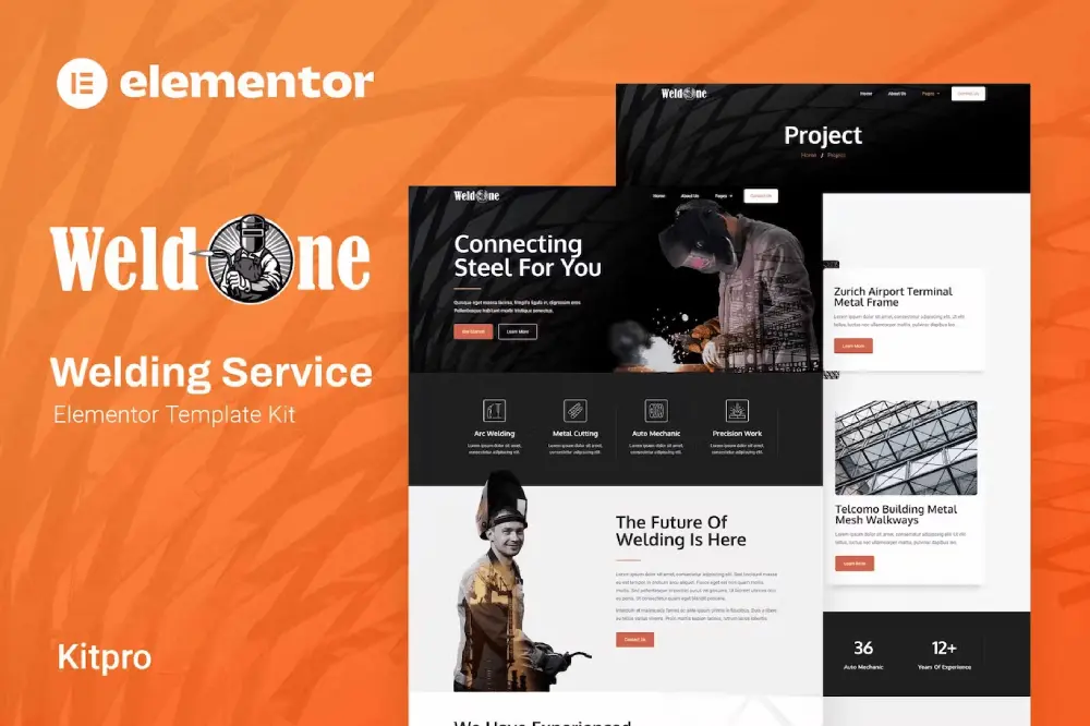 template-kit-5 weldone – elementor template kit for welding service websites - image 1