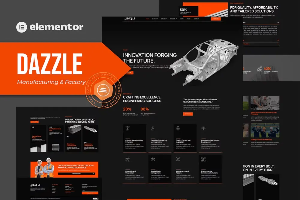 template-kits-1-1 dazzle: elementor pro template kit for manufacturing & factory - image 1