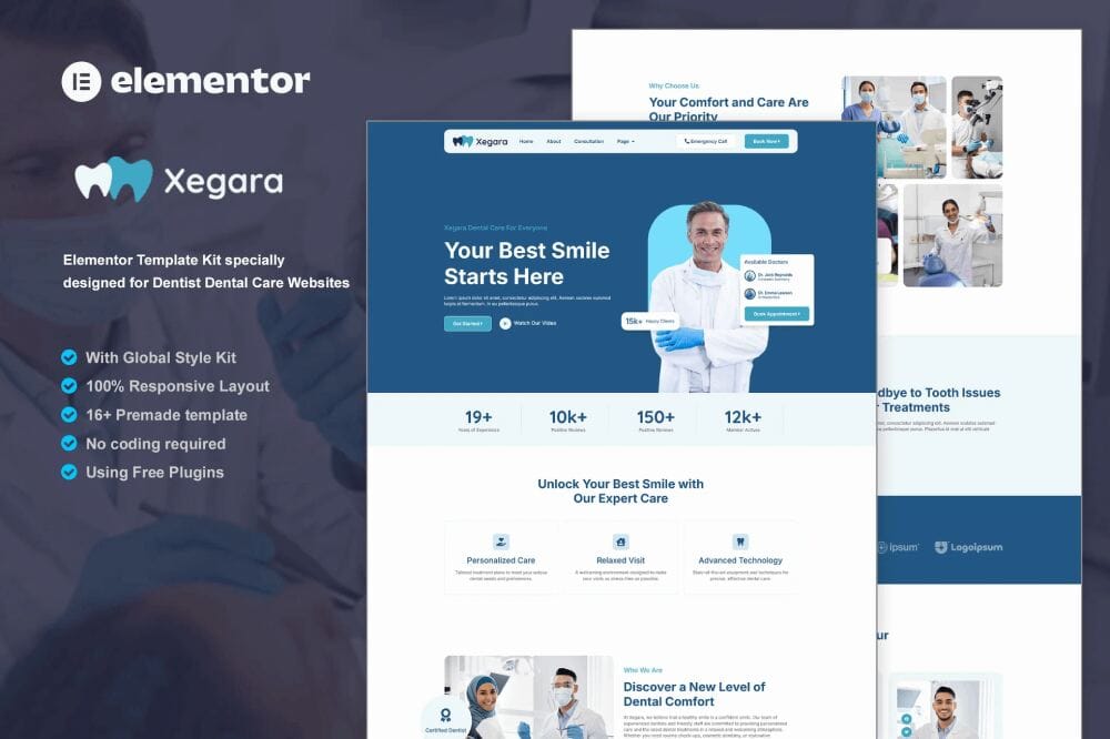 template-kitss-5 xegara: elementor template kit for dentist & dental care - image 1
