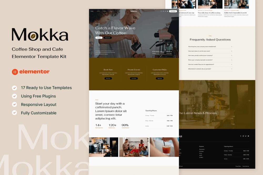 template-kitss-7 mokka: elementor template kit for coffee shop & cafe websites - image 1