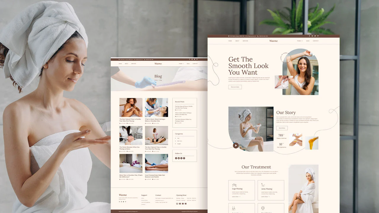 waxme waxme: elementor template kit for waxing salons - image 1
