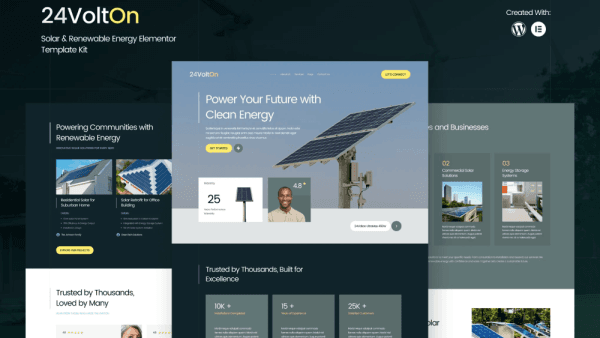 24Volton – Solar & Renewable Energy Elementor Template Kit