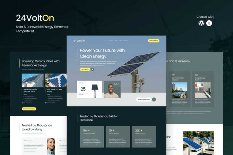 24Volton – Solar & Renewable Energy Elementor Template Kit