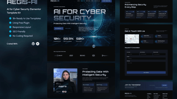 Aegis – AI for Cyber Security Elementor Template Kit