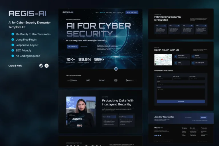 Aegis – AI for Cyber Security Elementor Template Kit