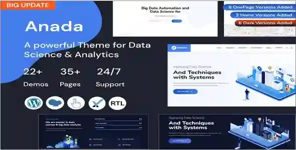 Anada | Data Science And Analytics Landing Page Theme With Lifetime License | Lifetime License | One Time Payment