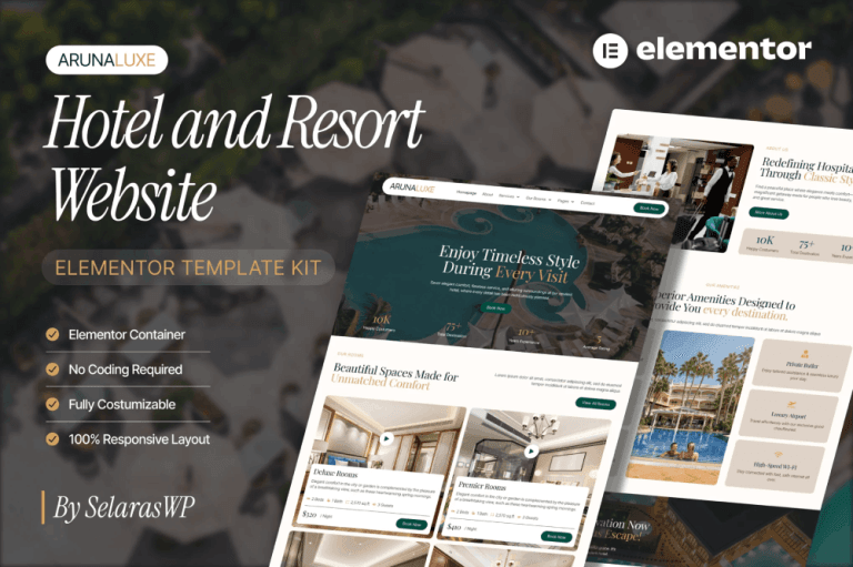 ArunaLuxe – Hotel & Resort Elementor Template Kit