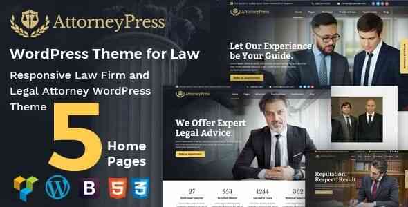 Attorney Press Lawyer WordPress Theme With Lifetime License Key | Lifetime License | One Time Payment