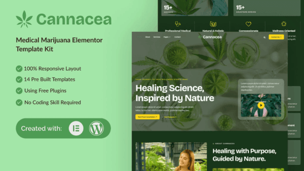 Cannacea – Medical Marijuana Elementor Template Kit