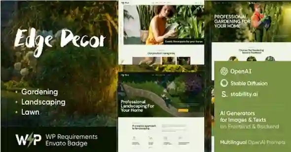 Edge Decor Gardening and Landscaping WordPress Theme Lifetime License | One Time Payment