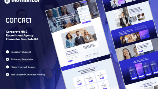Concret – Corporate HR & Recruitment Agency Elementor Template Kit