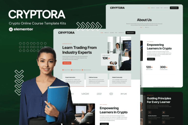 Cryptora – Crypto Online Course Website Elementor Template Kit