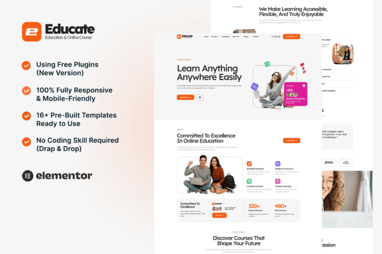 Educate – eLearning & Course Elementor Template Kit