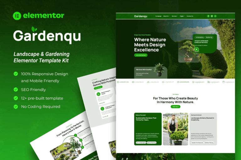 Gardenqu  Landscape & Gardening Elementor Template Kit