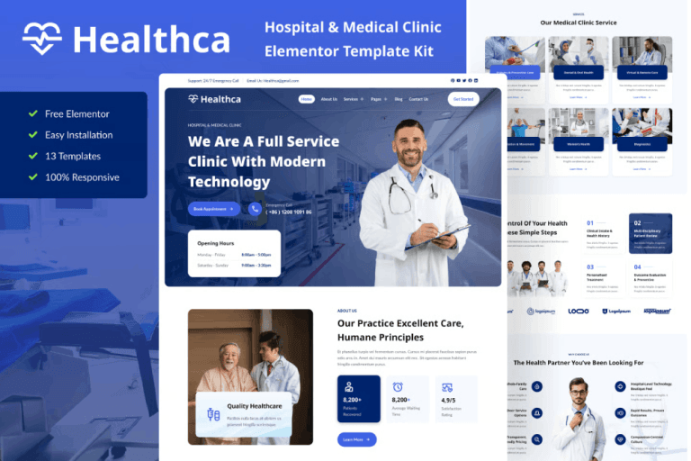 Healthca – Hospital & Medical Clinic Elementor Template Kit